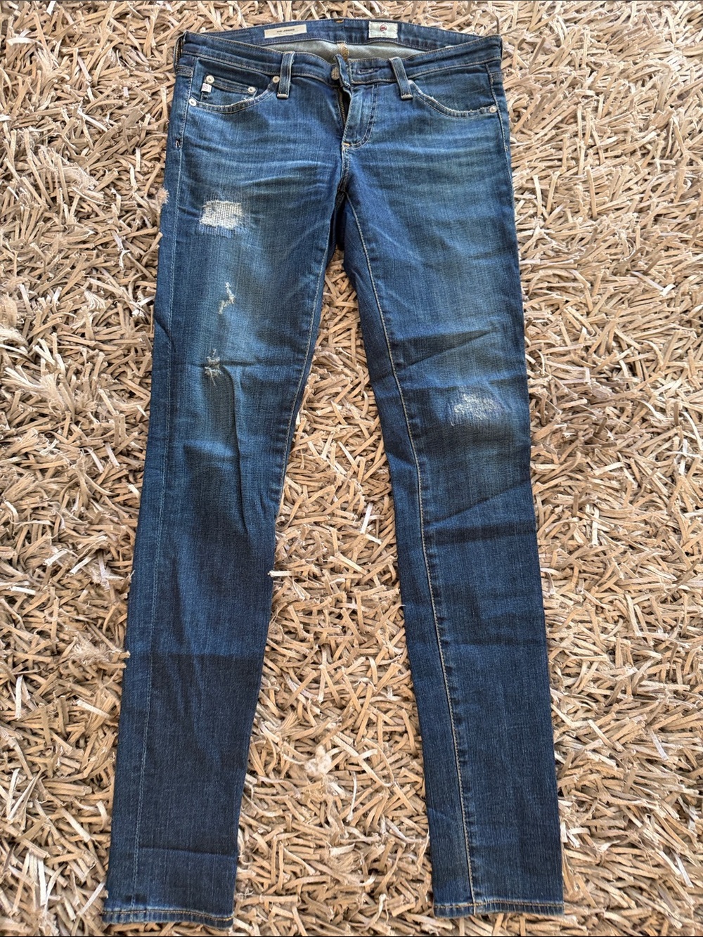 AG Adriano Goldschmied Blue Distressed Skinny Jeans